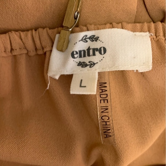 ENtro Tan Maternity Mini Dress with Sheer Puff Sleeves - Size L - Picture 3 of 6